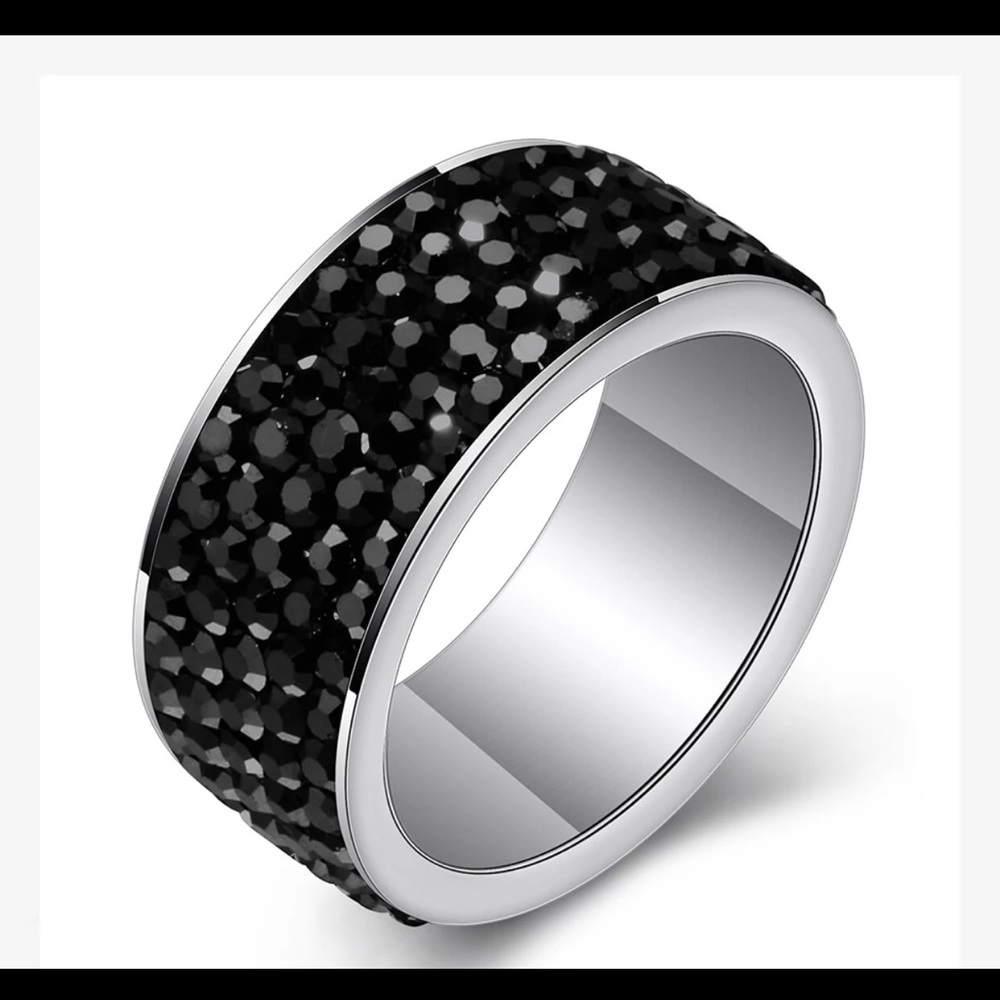 Stainless Steel Crystal Ring NEW